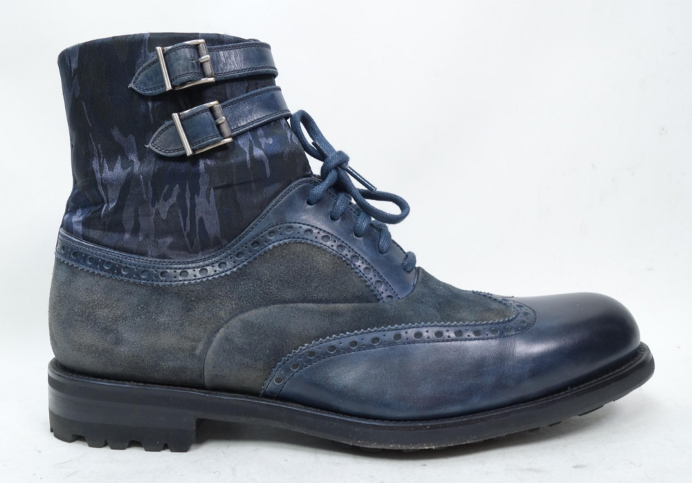 Magnanni Dress Boots Wingtip Mens Size 10 M Blue Leather Lace Up 15205